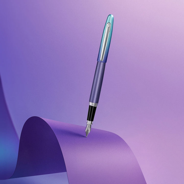 Sheaffer VFM 9430 Pearlised Gradient Ballpoint Pen | Blue and Purple with Chrome-Plated Trim