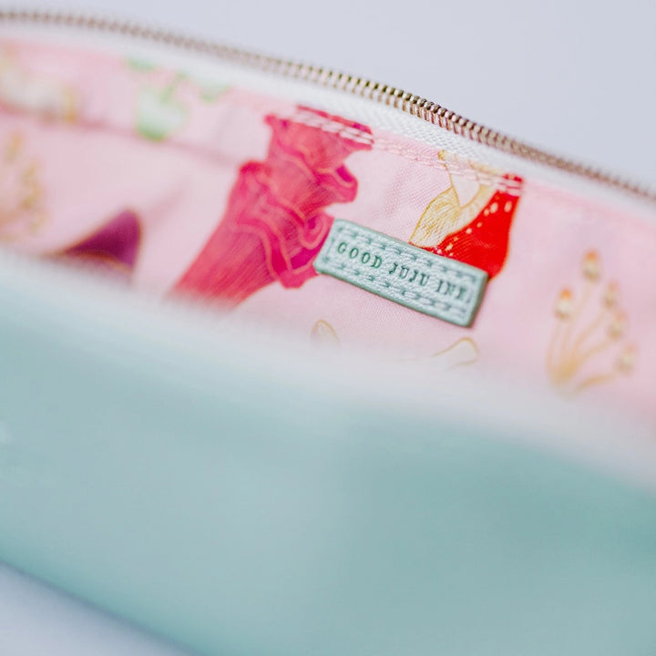 Luxe Slim Pencil Pouch | Metallic Seafoam Green
