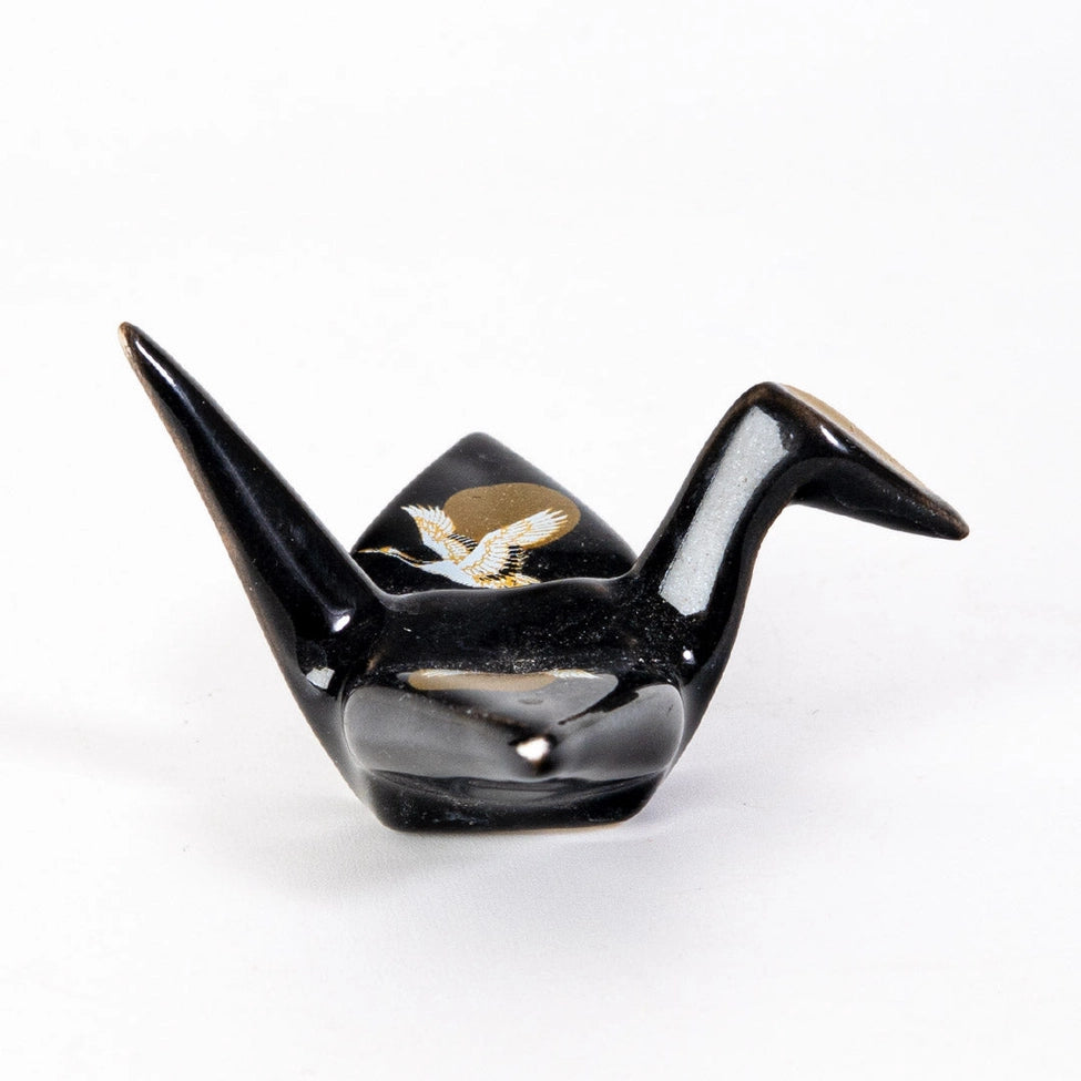 Black Origami Crane Porcelain Pen Rest