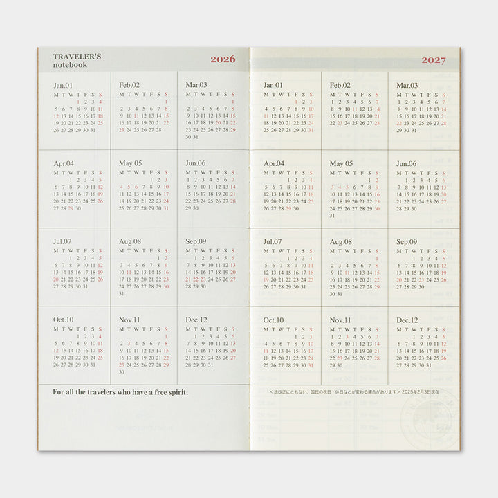 2026 Second Half Traveler's Weekly Vertical Planner | Regular Size | July - December