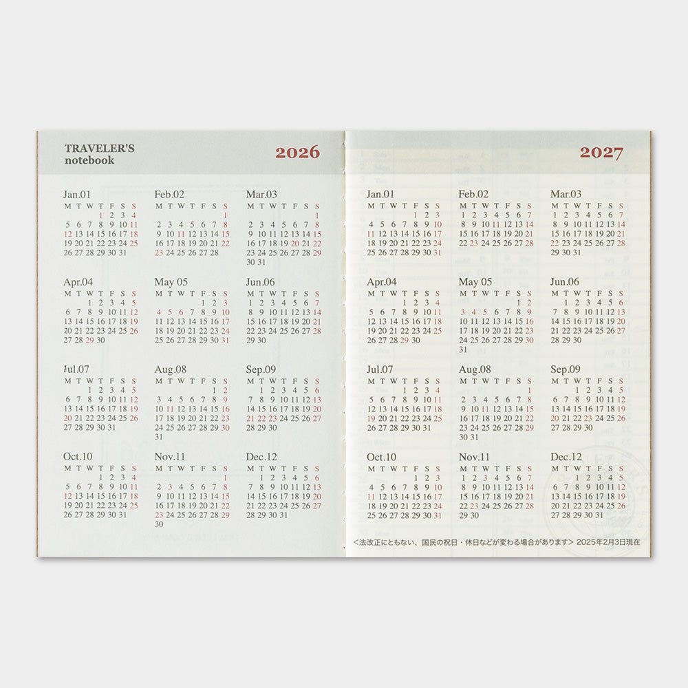 2026 Second Half Traveler's Weekly Planner | Passport Size | July - December