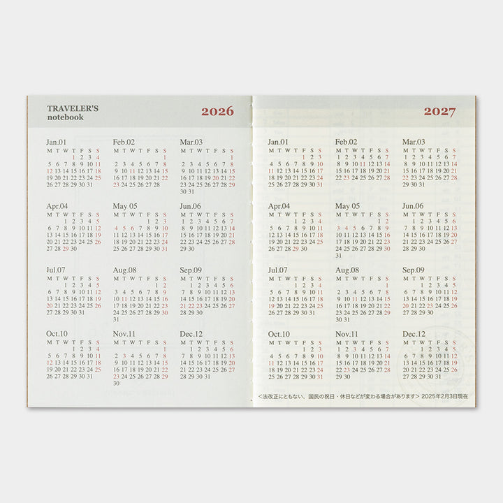 2026 Second Half Traveler's Weekly Planner | Passport Size | July - December