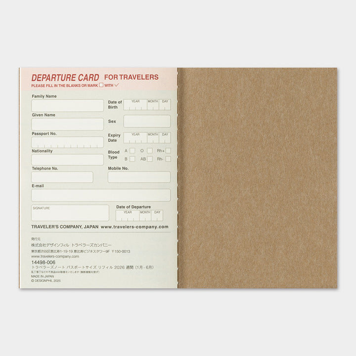 2026 Second Half Traveler's Weekly Planner | Passport Size | July - December