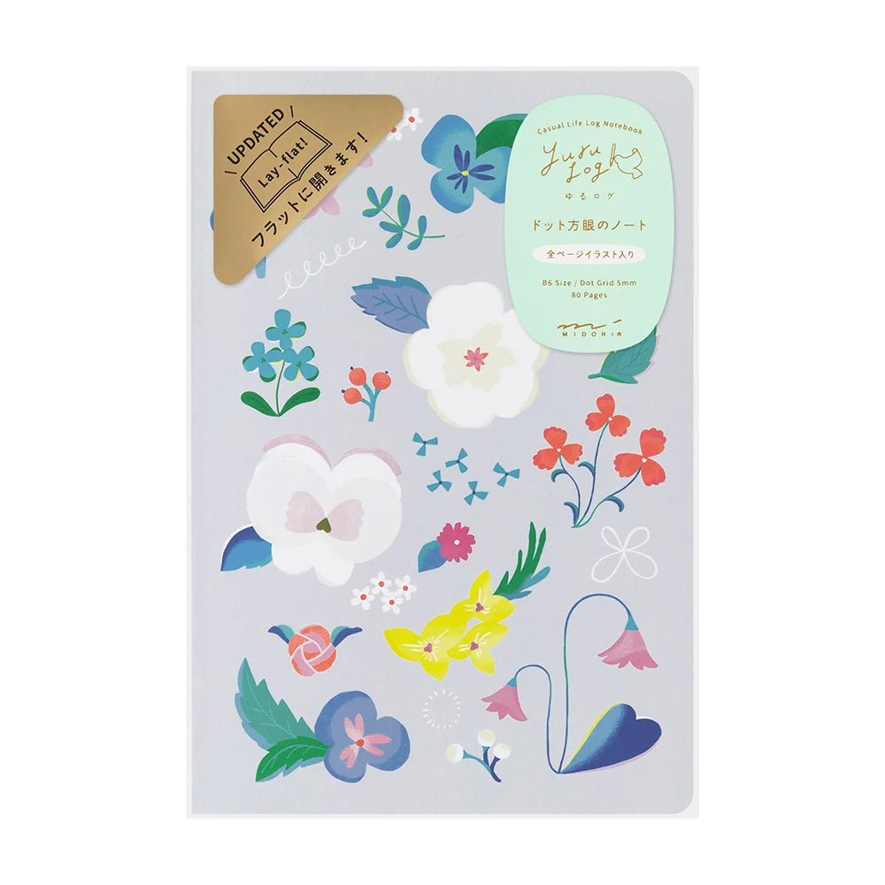 Floral Yuru Log Dot Grid Notebook