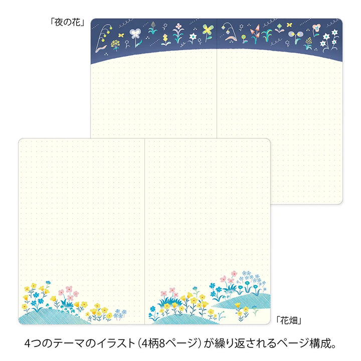 Floral Yuru Log Dot Grid Notebook