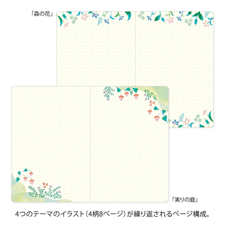 Floral Yuru Log Dot Grid Notebook