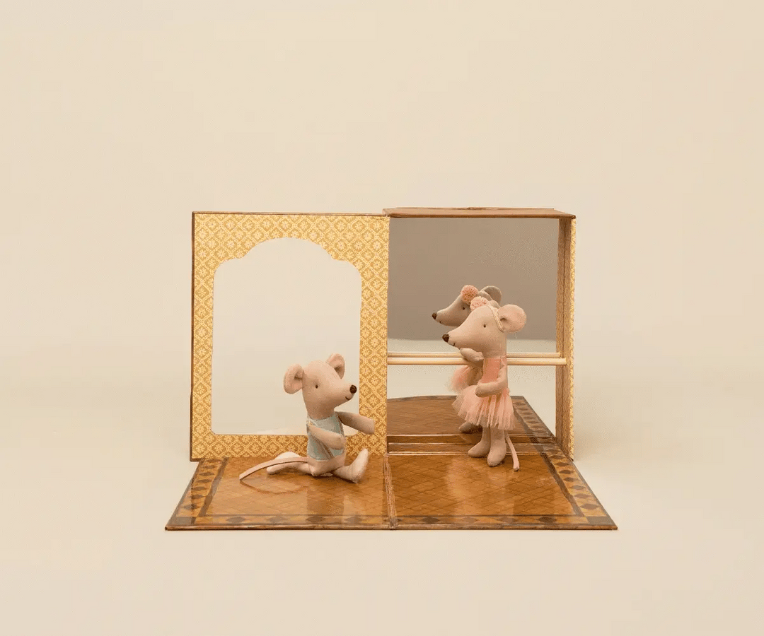 Little Sister and Little Brother Ballet Mouse in Dance Studio