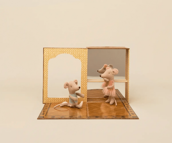 Little Sister and Little Brother Ballet Mouse in Dance Studio
