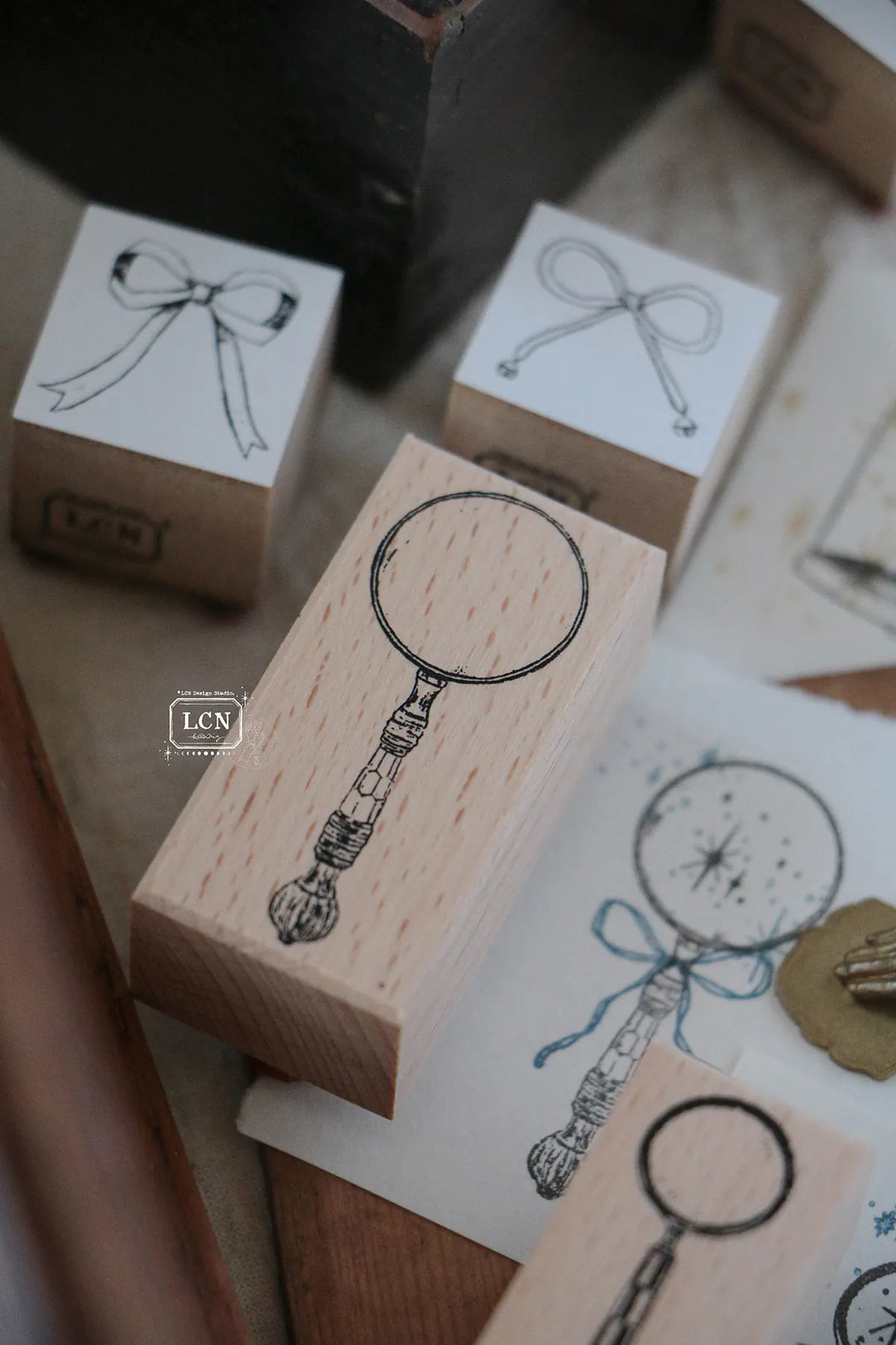 LCN Magnifying Glass Wooden Stamp
