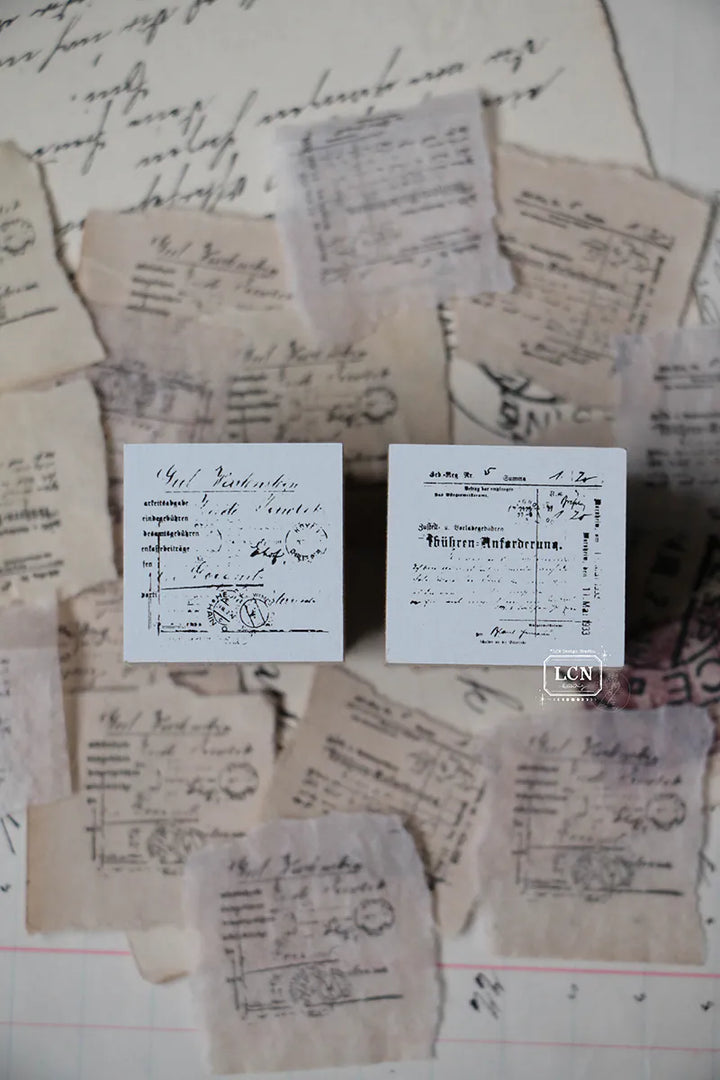 Mini Small Receipt Wooden Stamp Set