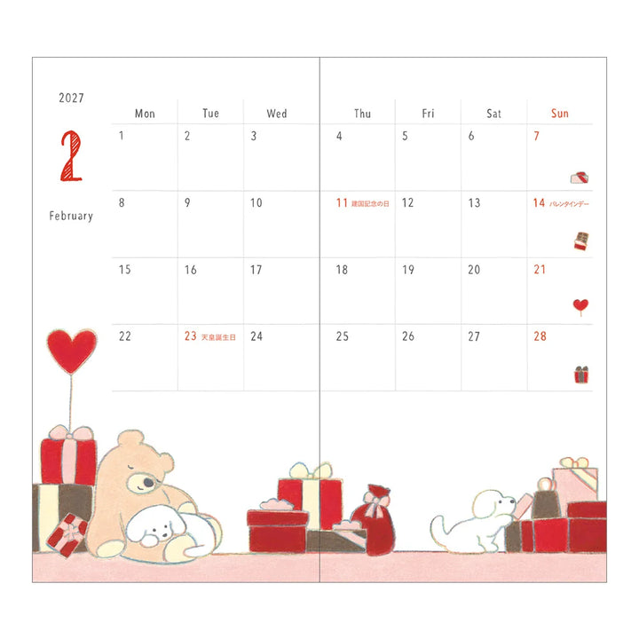Midori 2026 Pocket Slim Monthly Diary | Dog