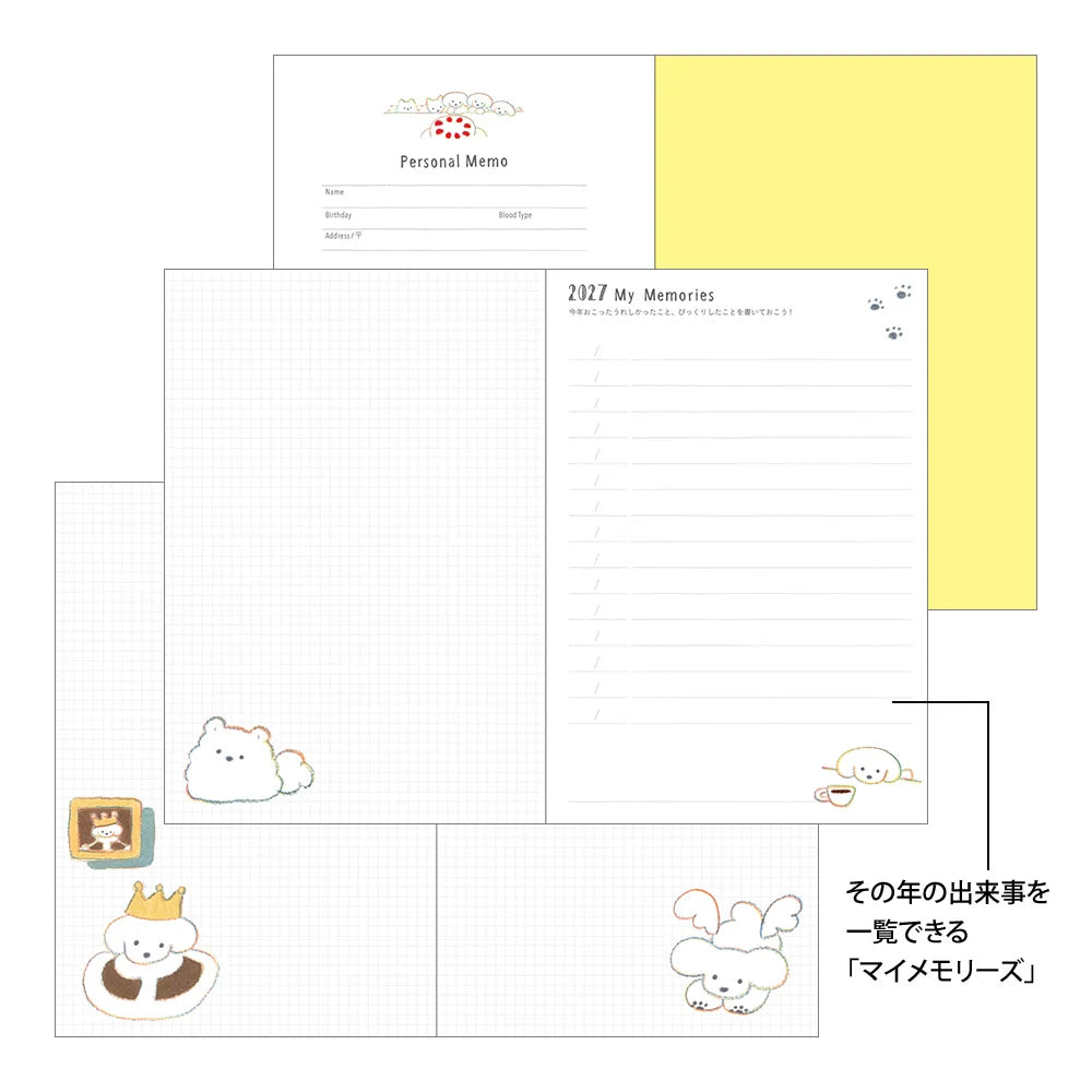 Midori 2026 Pocket B6 Weekly Diary | Dog