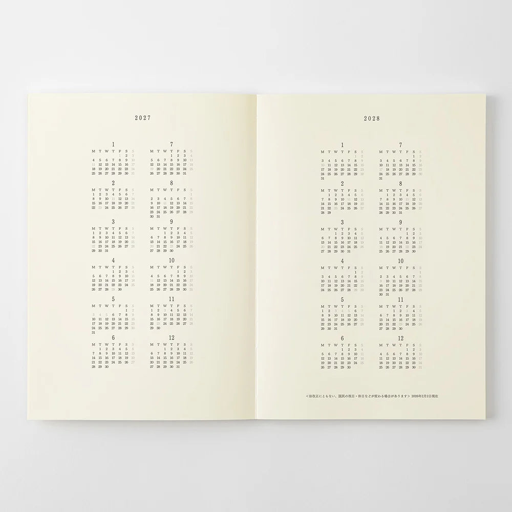 Midori 2027 MD Notebook Diary Planner Thin | A5 Grid