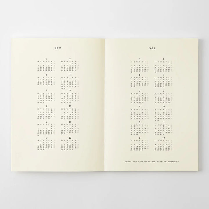 Midori 2027 MD Notebook Diary Planner Thin | A5 Grid