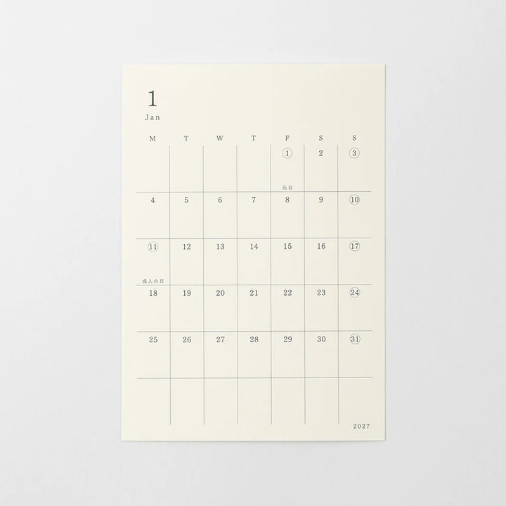 Midori 2027 MD Monthly Diary Sticker