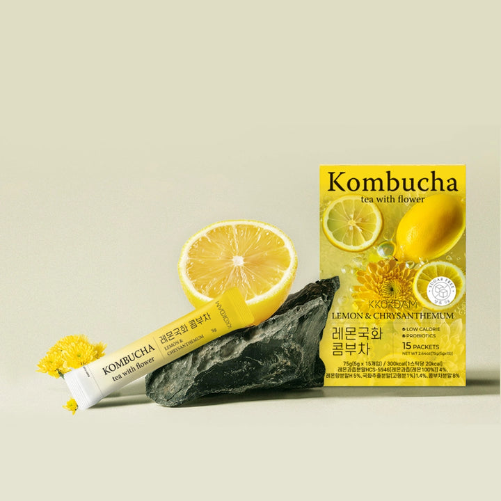 Lemon and Chrysanthemum Flower Kombucha Tea