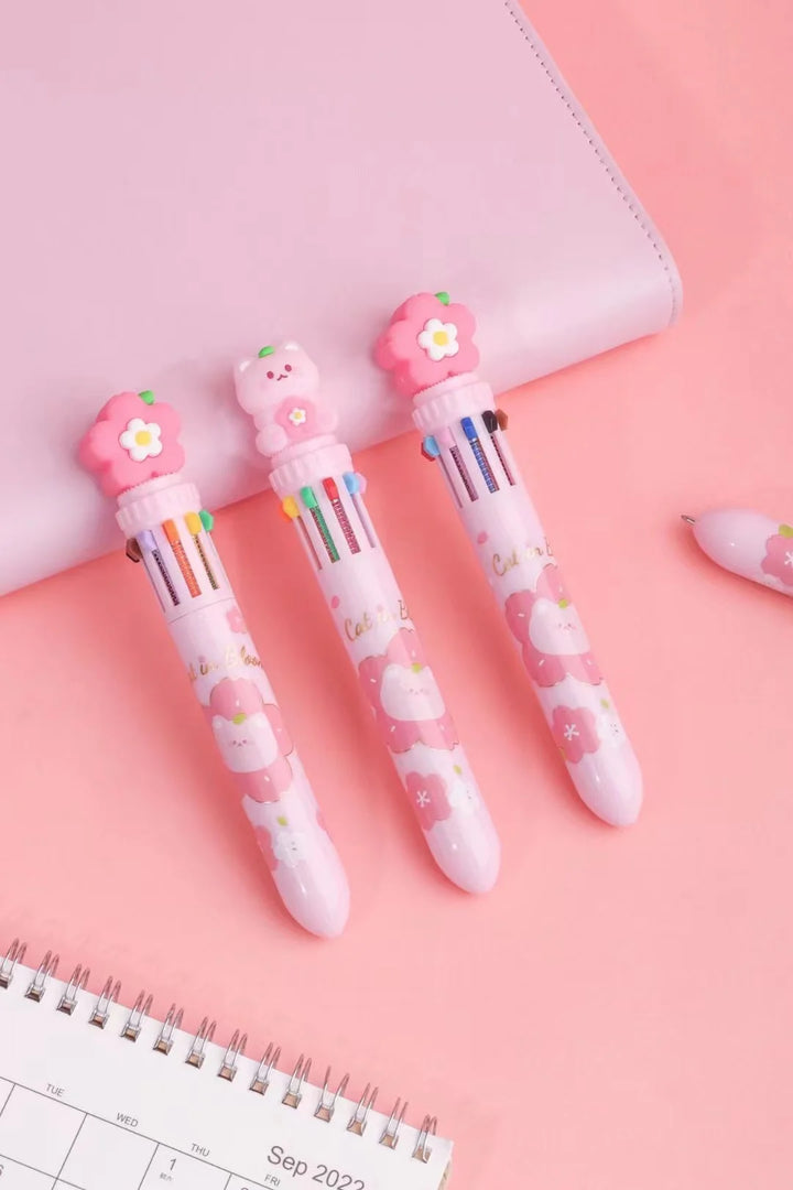 Sakura Blossom Cat Multicolor Pen