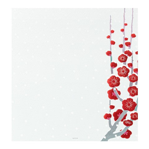 Snow Winter Plum Flower Letter Pad | Foiled-Stamp Paper
