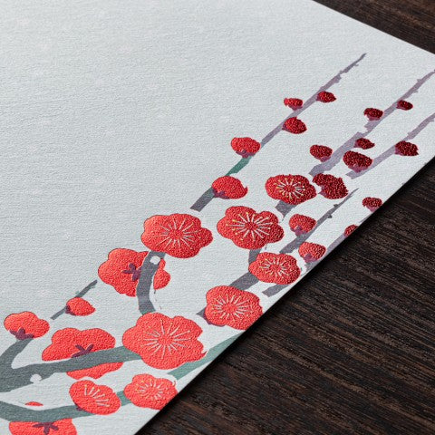 Snow Winter Plum Flower Letter Pad | Foiled-Stamp Paper