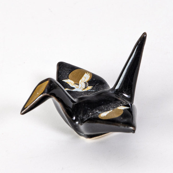 Black Origami Crane Porcelain Pen Rest
