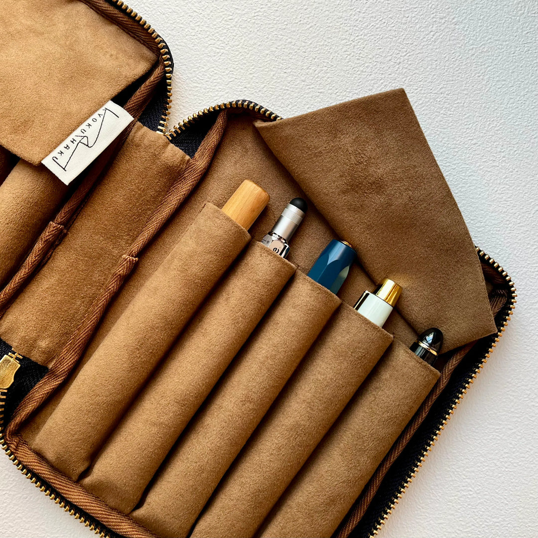 Kyoku Haku Begonia Window Weave 10 Pens Zipper Case | Khaki