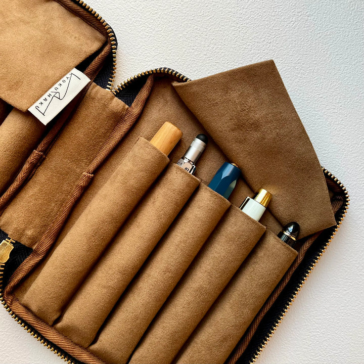 Kyoku Haku Begonia Window Weave 10 Pens Zipper Case | Khaki