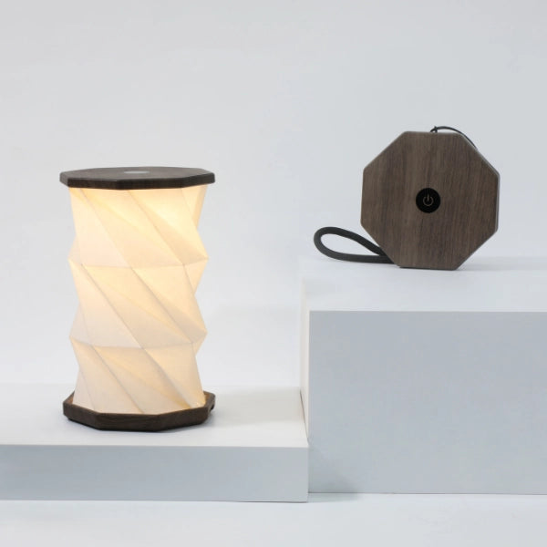 Mini Twist Hexagon Lamp | Walnut Drift