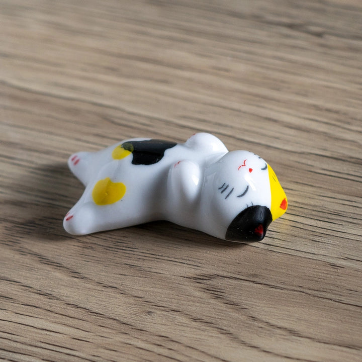 Calico Cat Sleeping Porcelain Pen Rest