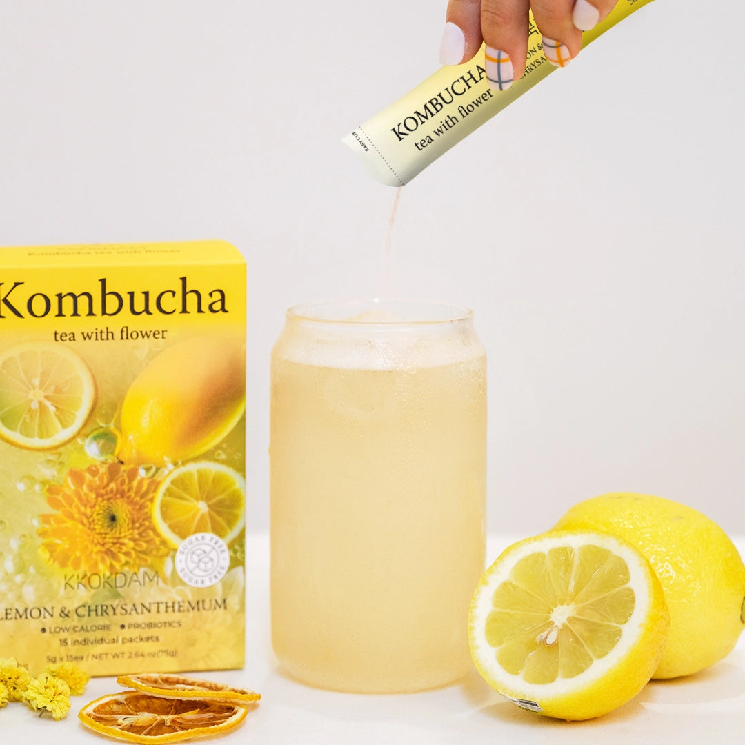 Lemon and Chrysanthemum Flower Kombucha Tea