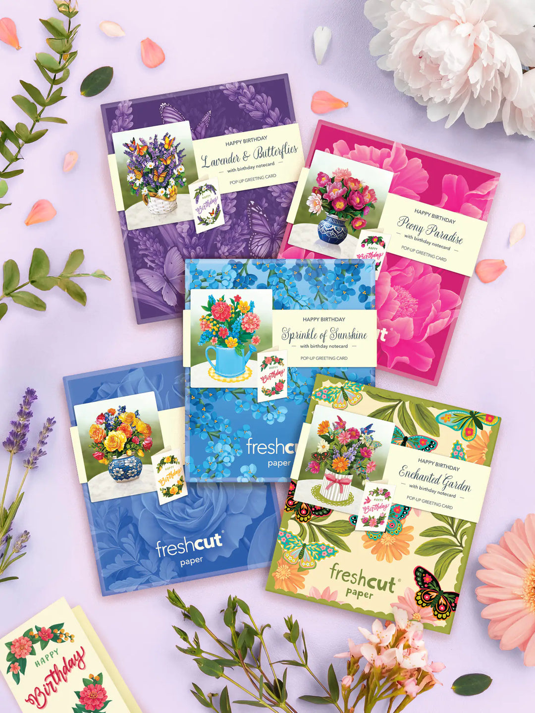 Birthday Blooms Mini Pop-Up Cards | Assorted 5 Card Set