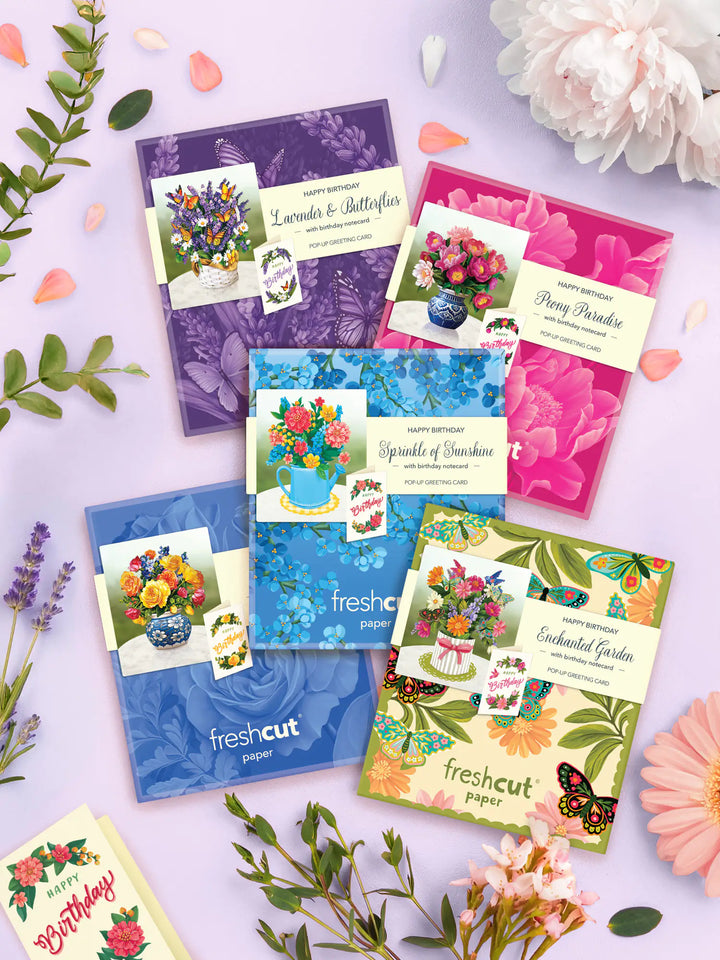 Birthday Blooms Mini Pop-Up Cards | Assorted 5 Card Set