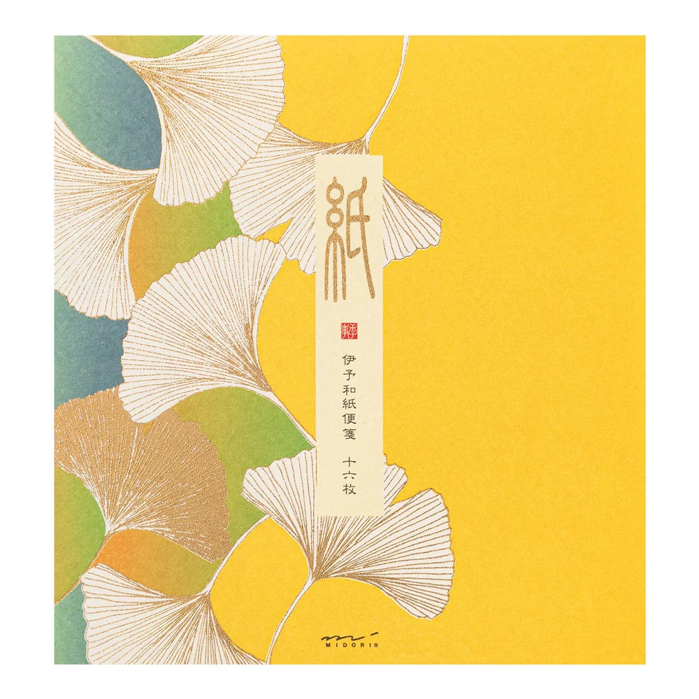 Midori Dancing Gingko Letter Pad | Foiled-Stamp Washi Paper