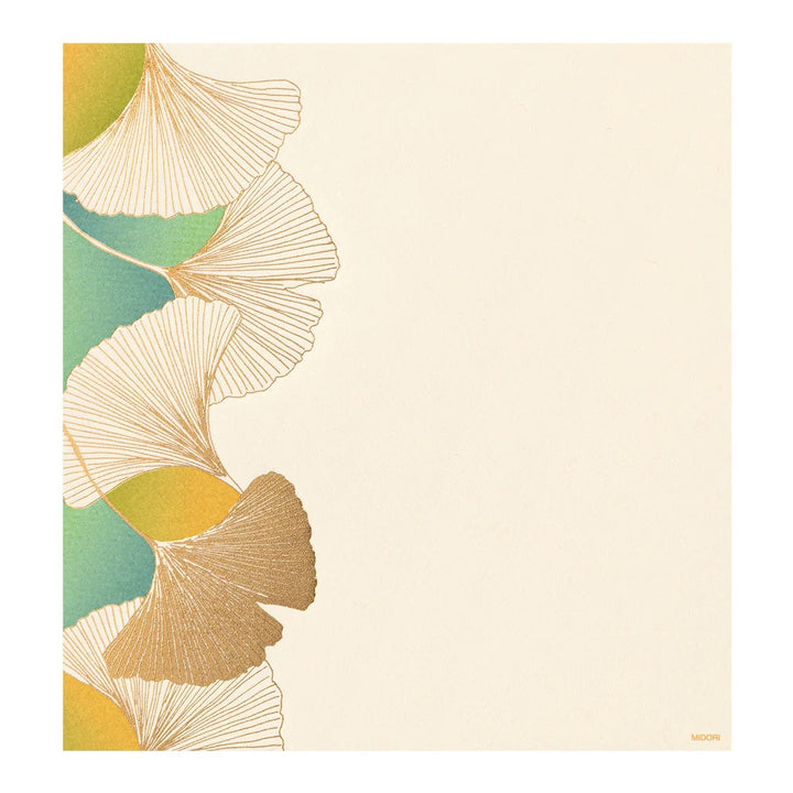 Midori Dancing Gingko Letter Pad | Foiled-Stamp Washi Paper