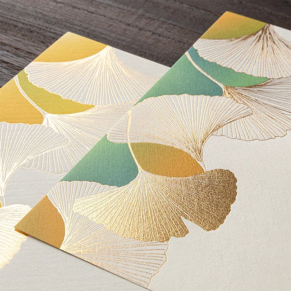 Midori Dancing Gingko Letter Pad | Foiled-Stamp Washi Paper