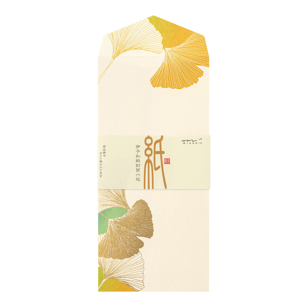 Midori Dancing Ginkgo Message Pad | Gold-Foiled Washi Paper