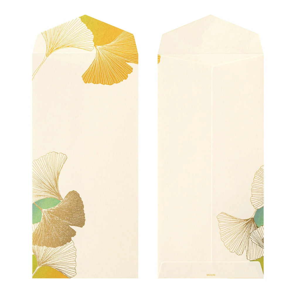 Midori Dancing Ginkgo Message Pad | Gold-Foiled Washi Paper