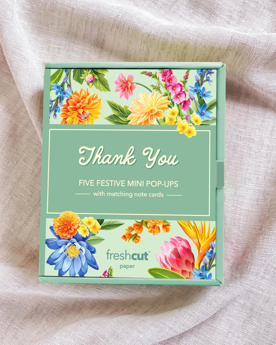 Thank You Bouquet Mini Pop-Up Cards | Assorted 5 Card Set
