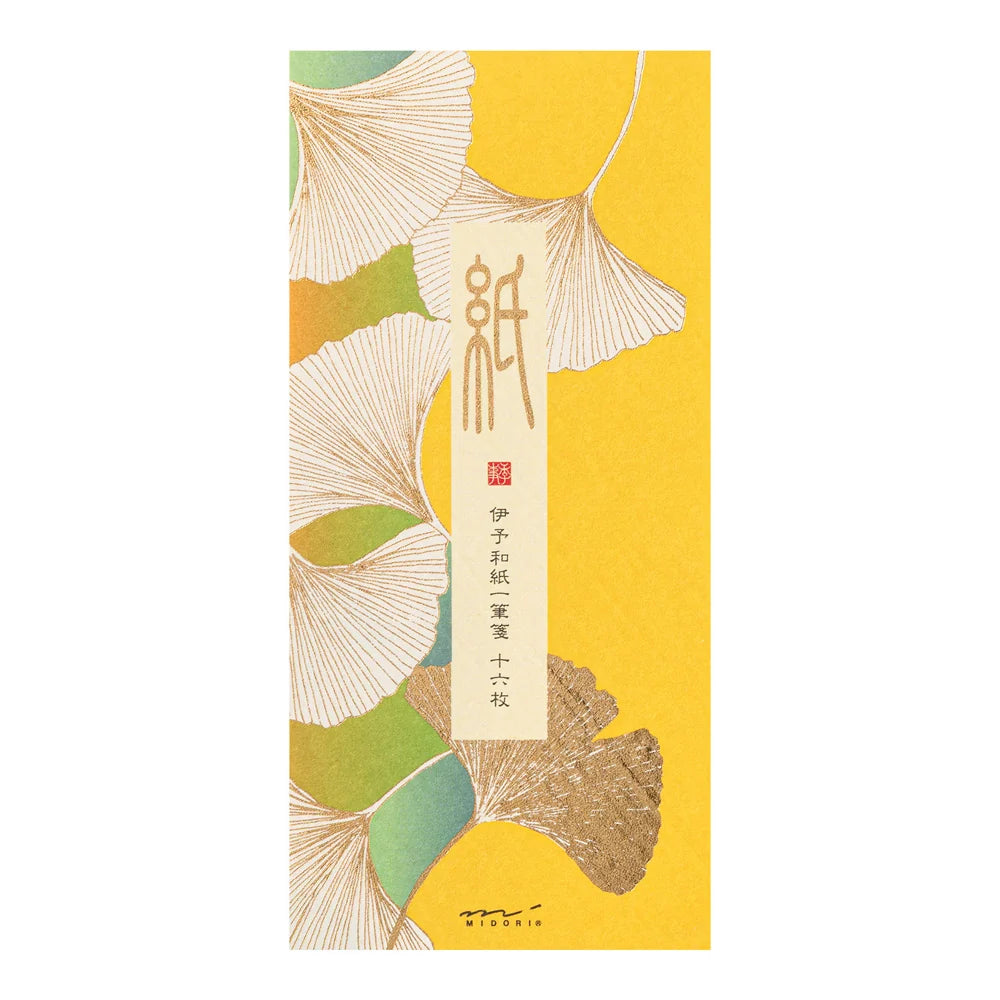 Midori Dancing Ginkgo Message Pad | Gold-Foiled Washi Paper