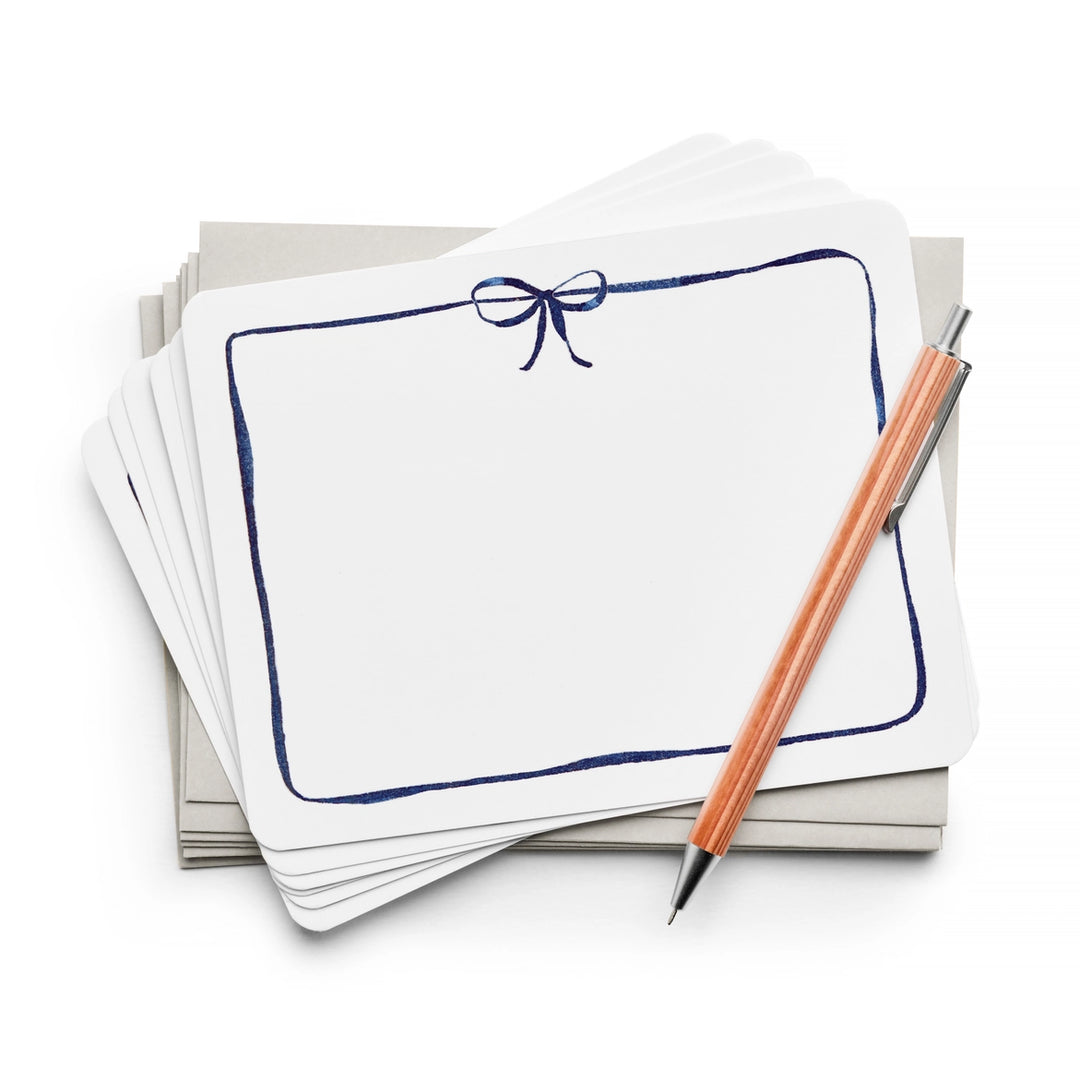 Navy Bow | 8 Flat Card Set *