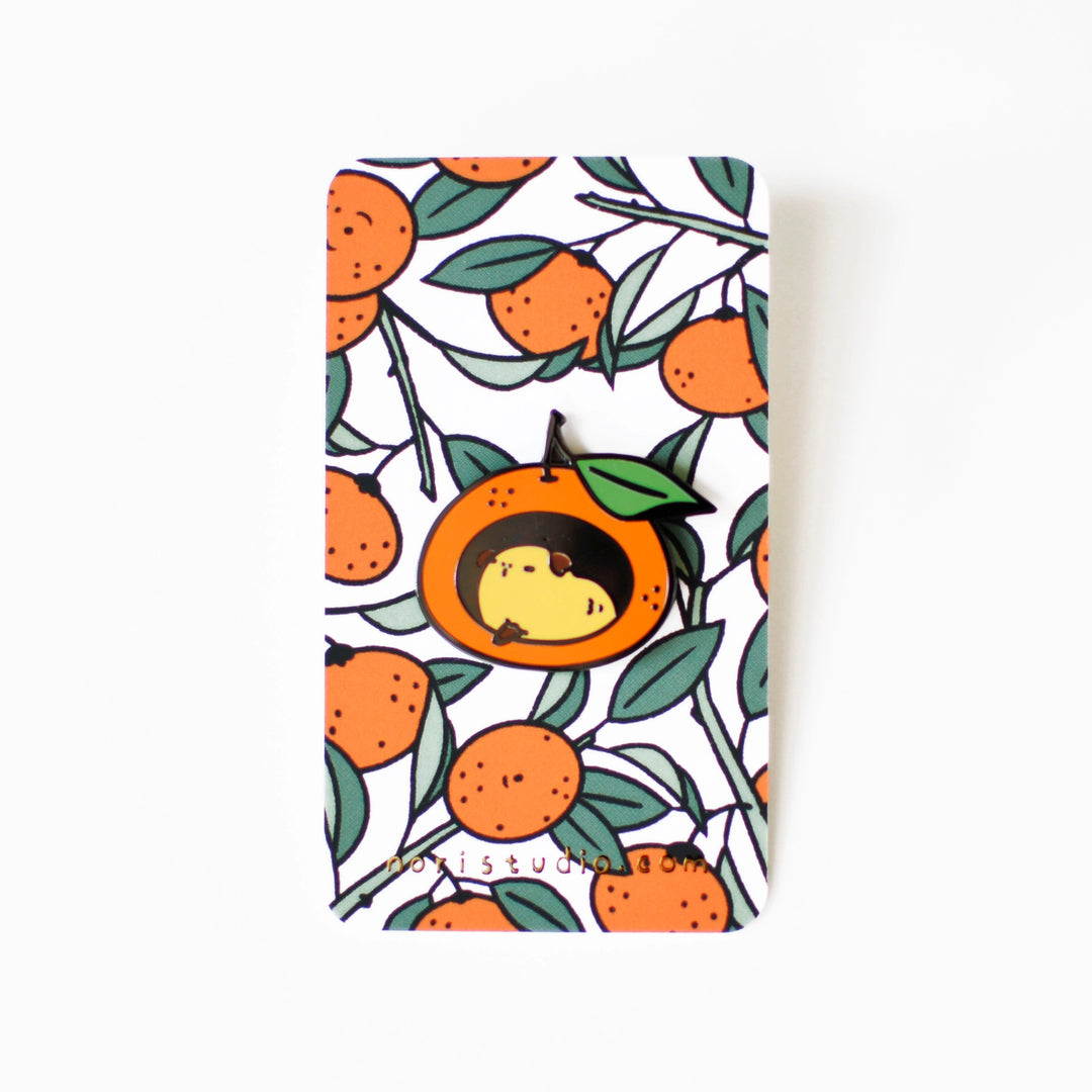 Guinea Pig with Orange Bed Gold-Plated Enamel Pin