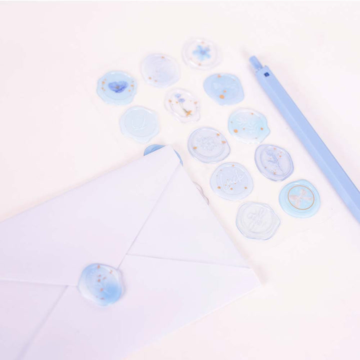Milky Blue Sealing Wax Sticker