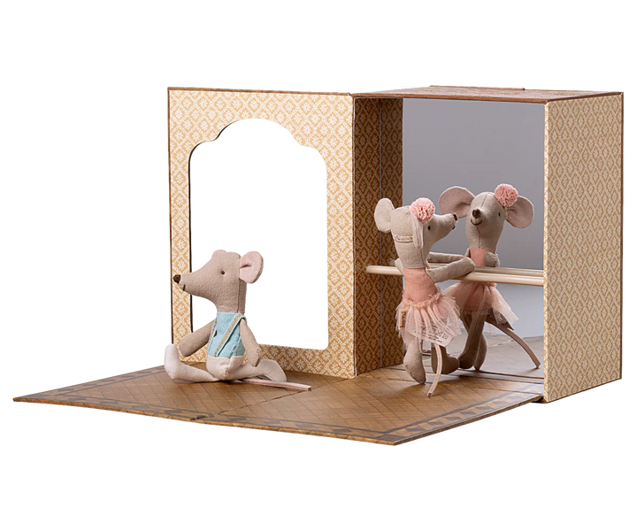 Little Sister and Little Brother Ballet Mouse in Dance Studio