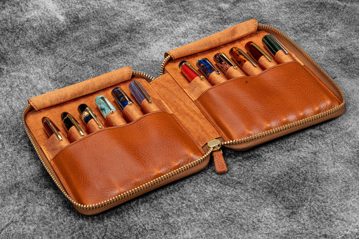 Legacy Leather Zip Pen Case for 12 Pens