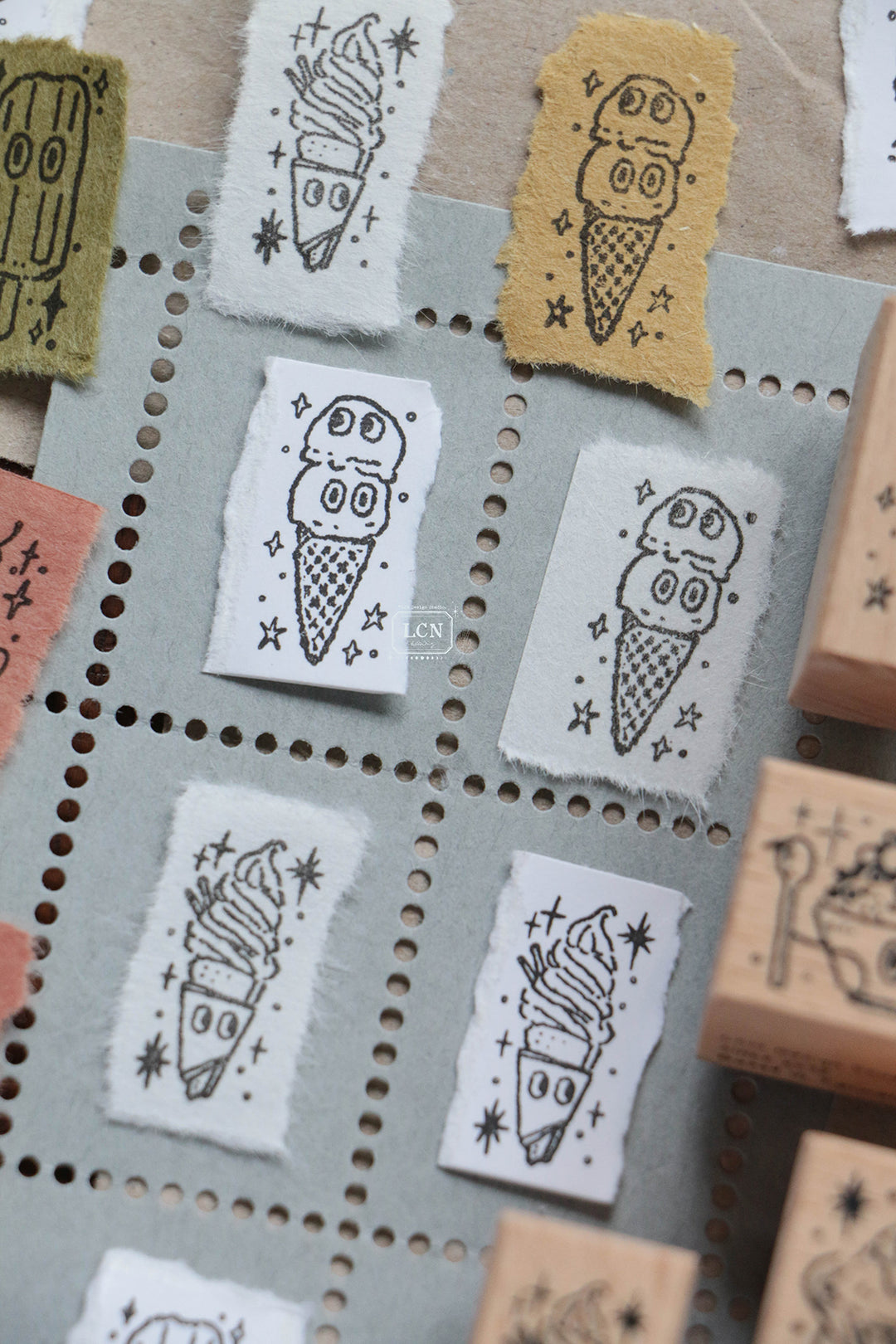 LCN Double Ice Cream Mini Wooden Stamp