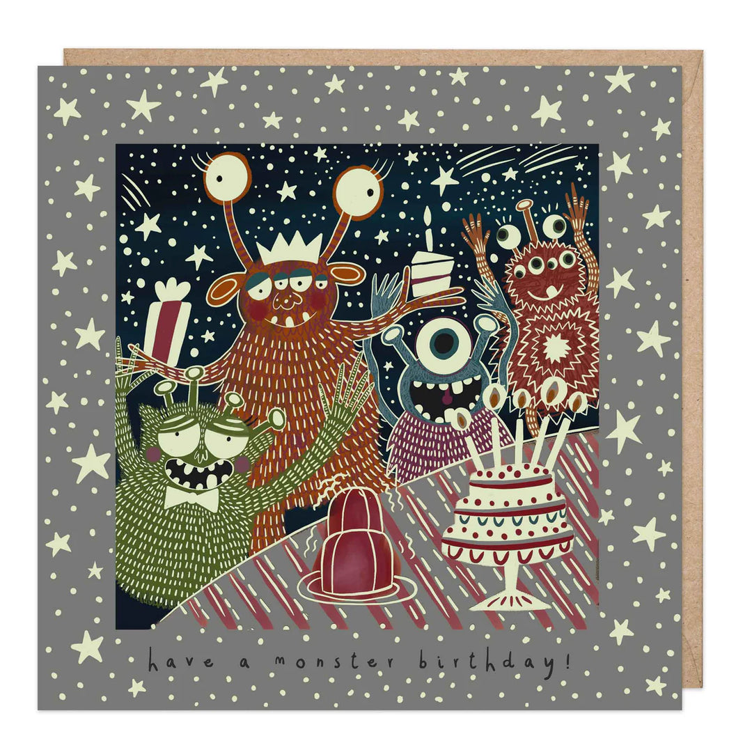 Glow In Dark Monster Cake | Greeting Card*