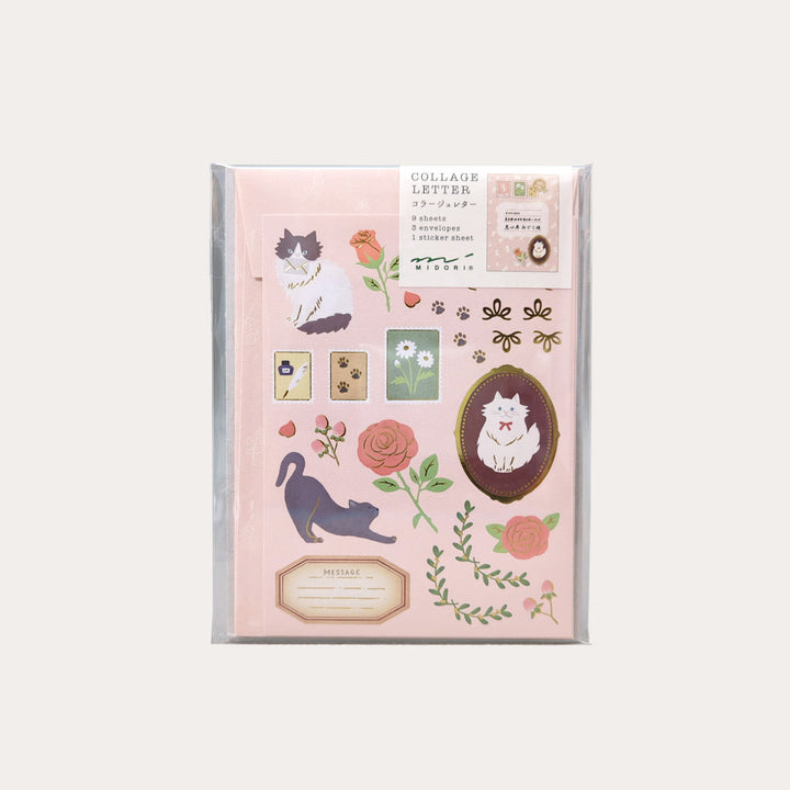 Cats and Flowers Collage Letter Set