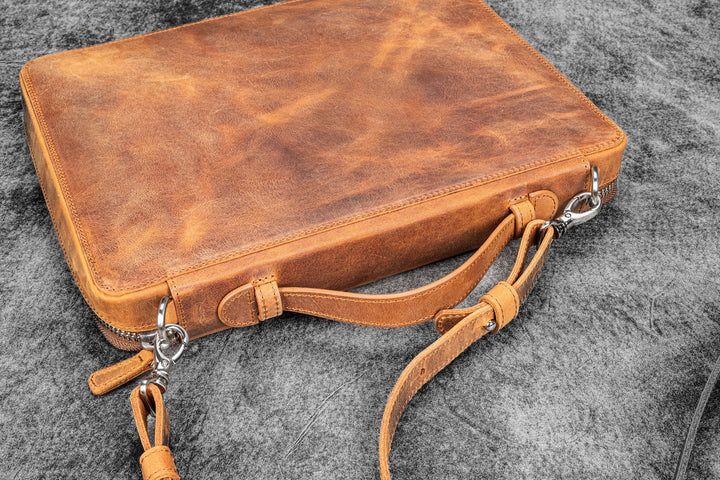 Leather Compendium Bag | A4 Zippered Folio Organizer