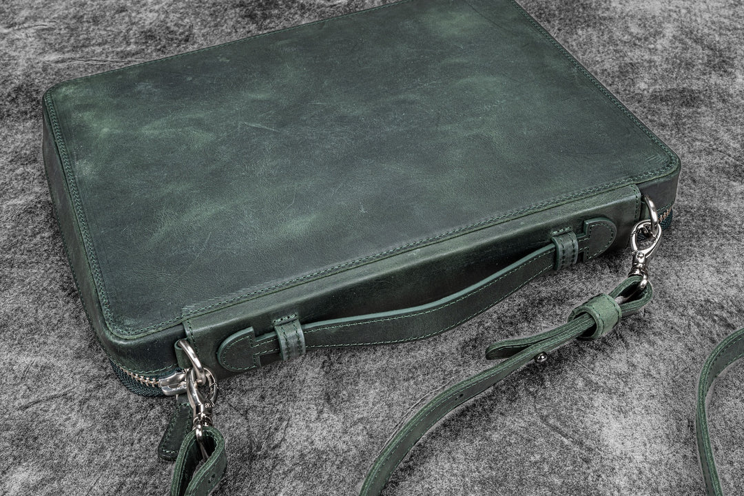 Leather Compendium Bag | A4 Zippered Folio Organizer