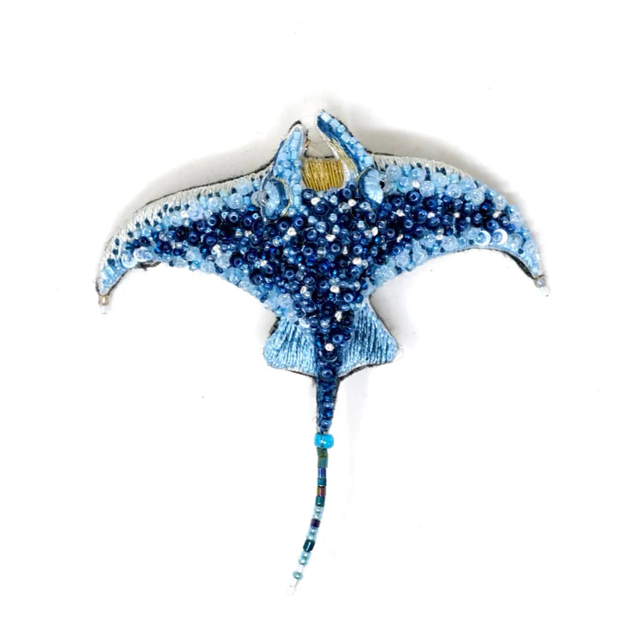 Reef Manta Ray Hand-Embroidered Brooch Pin