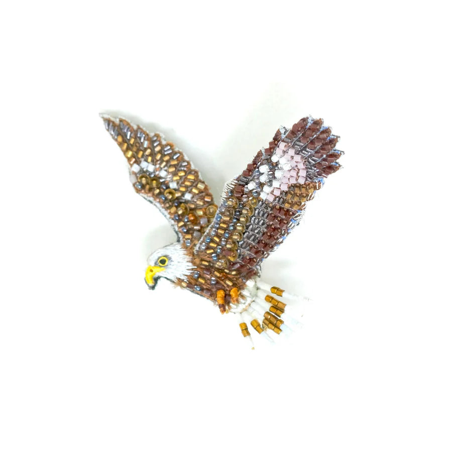 Bald Eagle Hand-Embroidered Brooch Pin